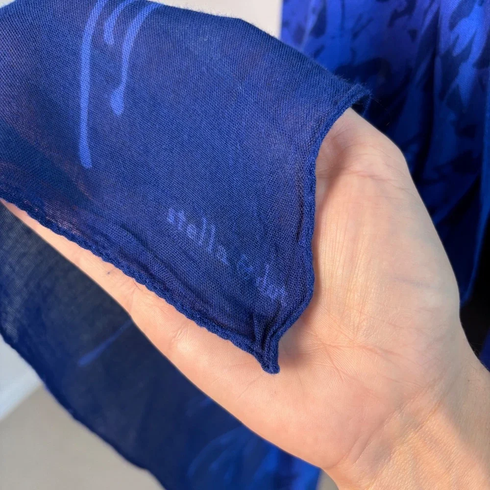 Stella & Dot Cobalt Blue Damask Floral Oversized Scarf Wrap Shawl 68x38